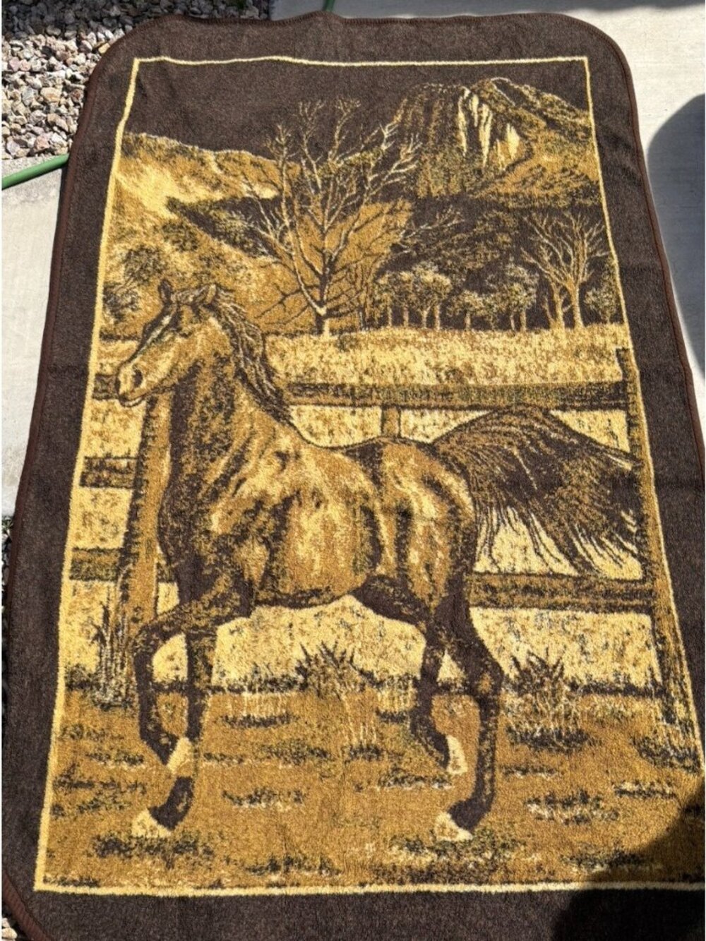Vintage San Marcos Equestrian Blanket Horse Western Double Sided 49 X 83" - Picture 1 of 9